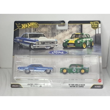Hot Wheels 1:64 2 pack Premium - Ford Anglia Racer 1967 + Custom Ford Galaxie 1964
